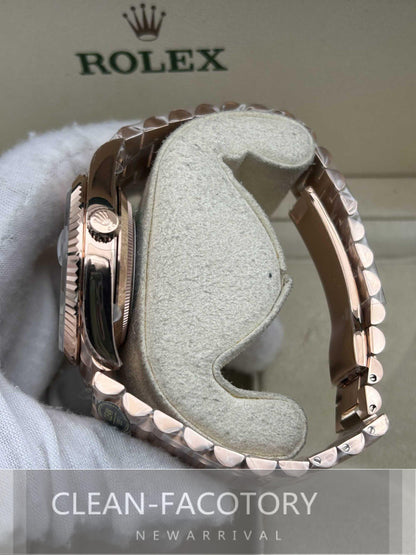 Day-Date 228235 40mm Rose Gold Eisenkiesel Dial Baguette Diamonds President Clean Factory