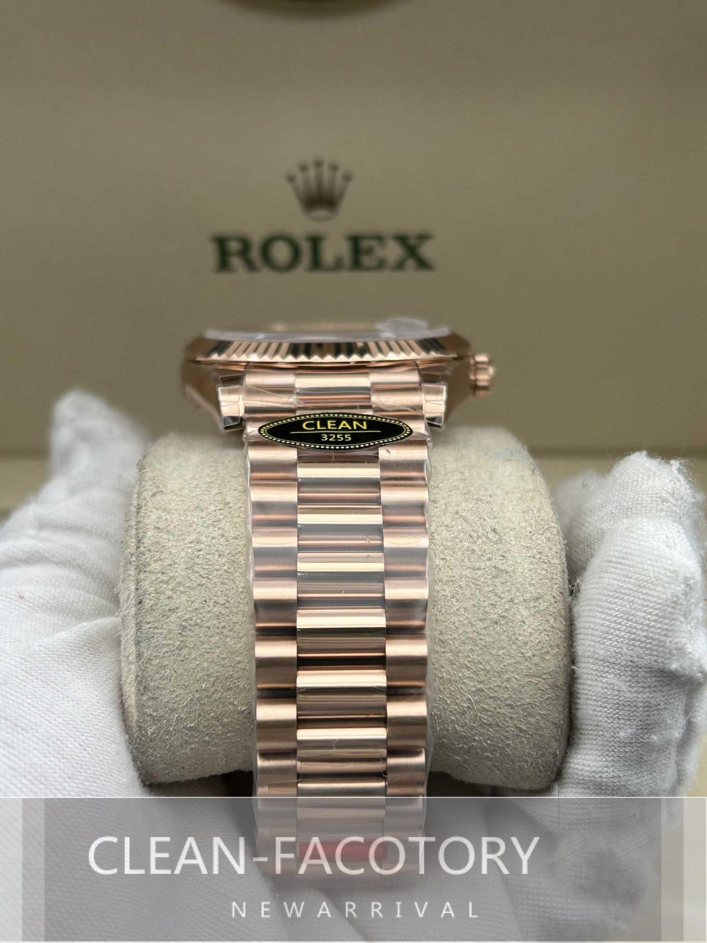 Day-Date 228235 40mm Rose Gold Eisenkiesel Dial Baguette Diamonds President Clean Factory