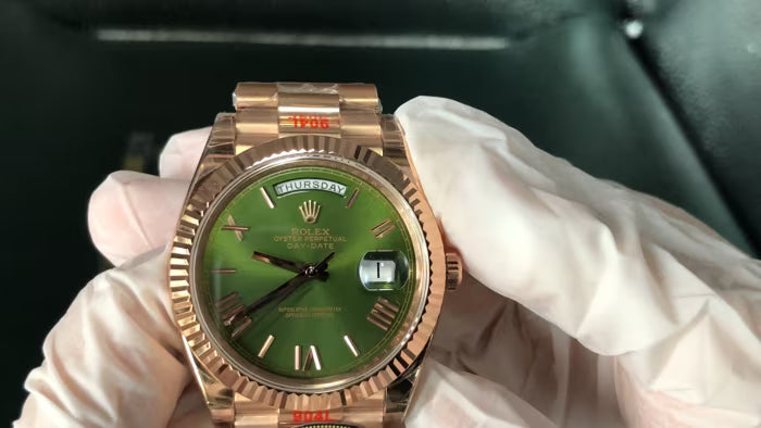 Day-Date 228235 40mm Rose Gold Olive Green Dial President Clean Factory