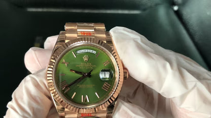 Day-Date 228235 40mm Rose Gold Olive Green Dial President Clean Factory
