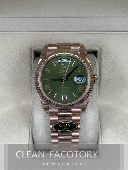 Day-Date 228235 40mm Rose Gold Olive Green Dial President Clean Factory