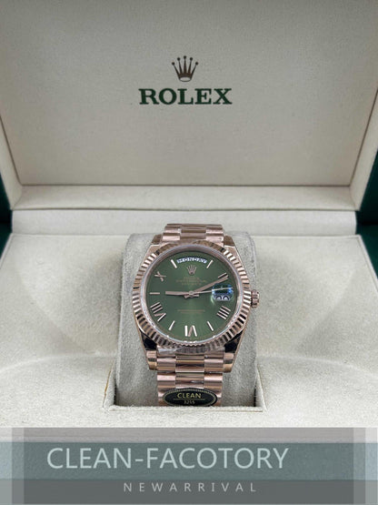 Day-Date 228235 40mm Rose Gold Olive Green Dial President Clean Factory