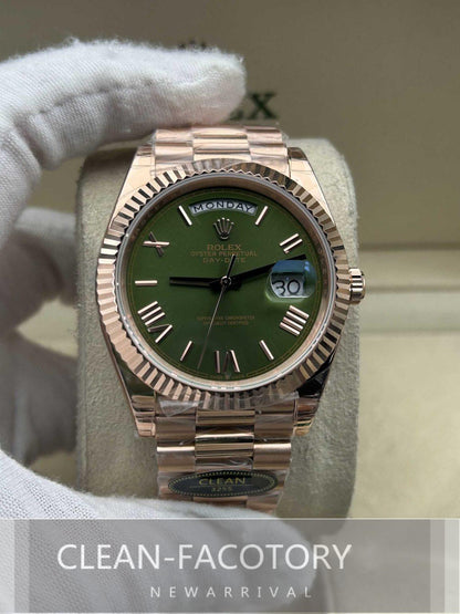 Day-Date 228235 40mm Rose Gold Olive Green Dial President Clean Factory