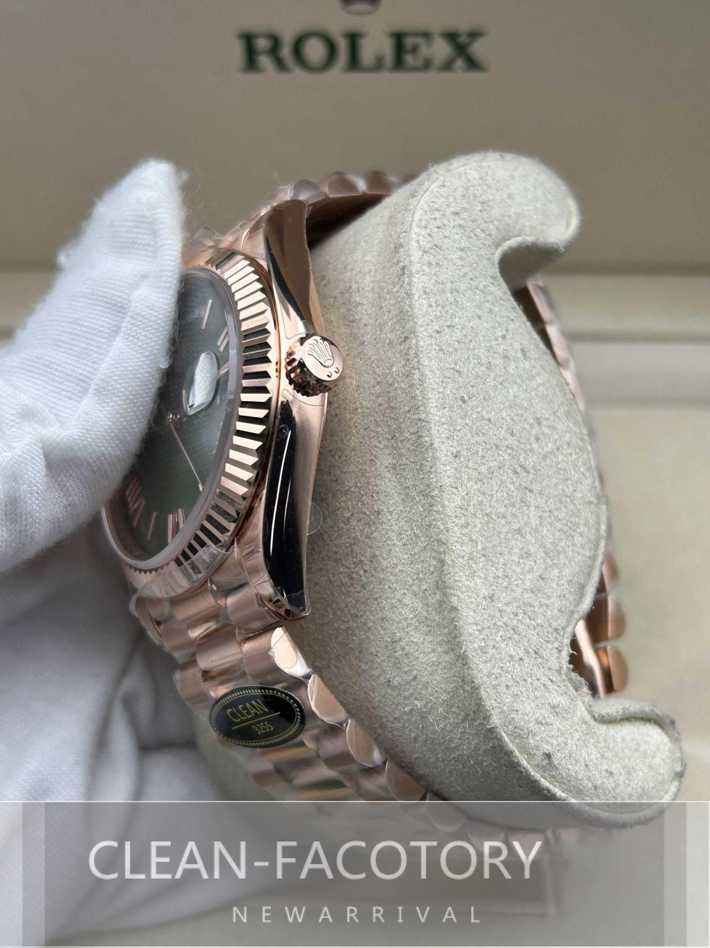 Day-Date 228235 40mm Rose Gold Olive Green Dial President Clean Factory