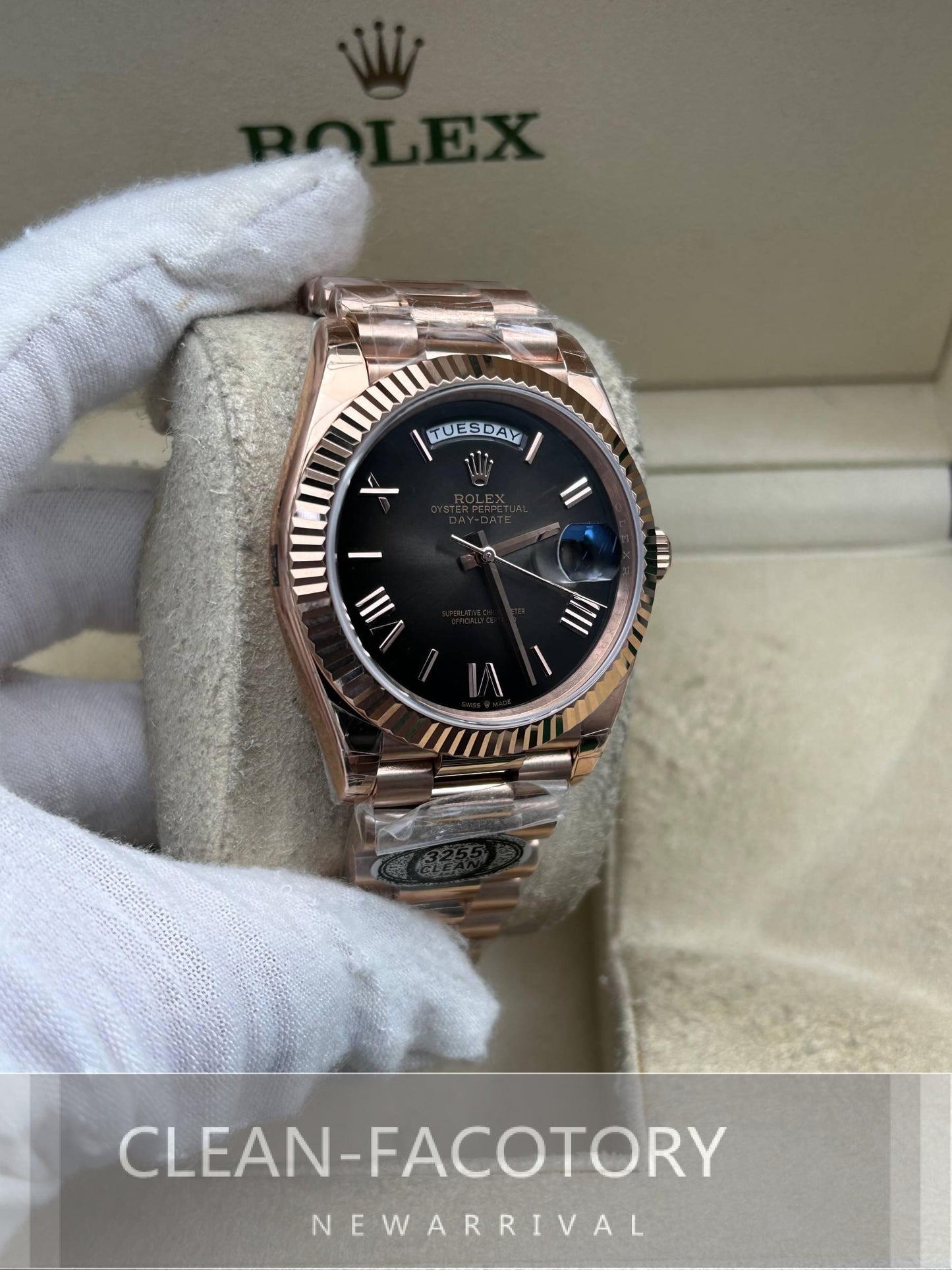 Day-Date 228235 40mm Slate Ombre Dial Rose Gold President Clean Factory