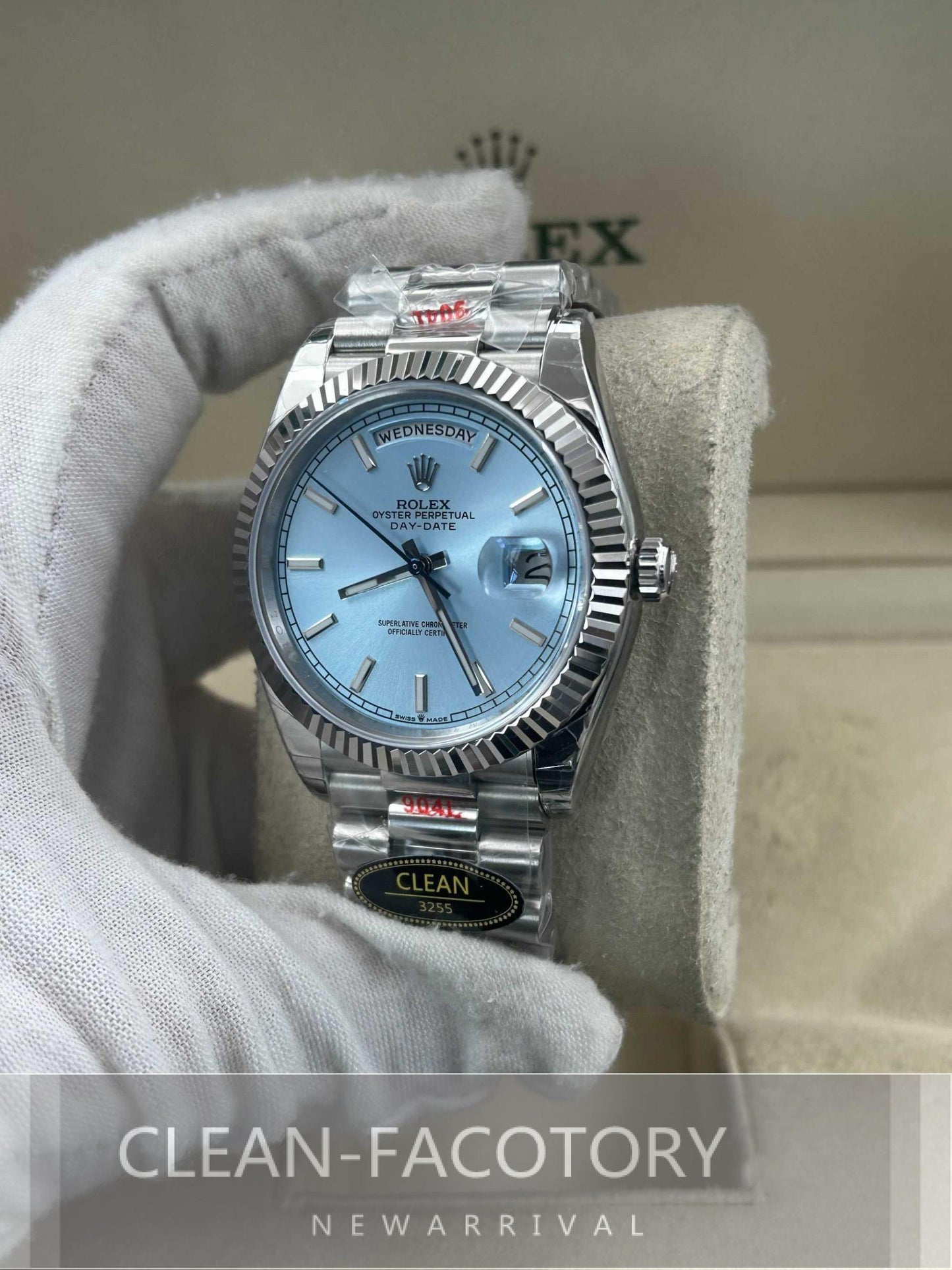 Day-Date 228236 40mm Ice Blue Dial Platinum President Clean Factory