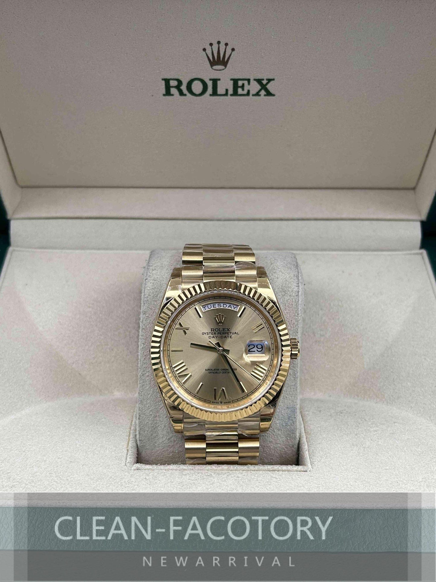 Day-Date 228238 40mm Yellow Gold 18K President Roman Markers Clean Factory