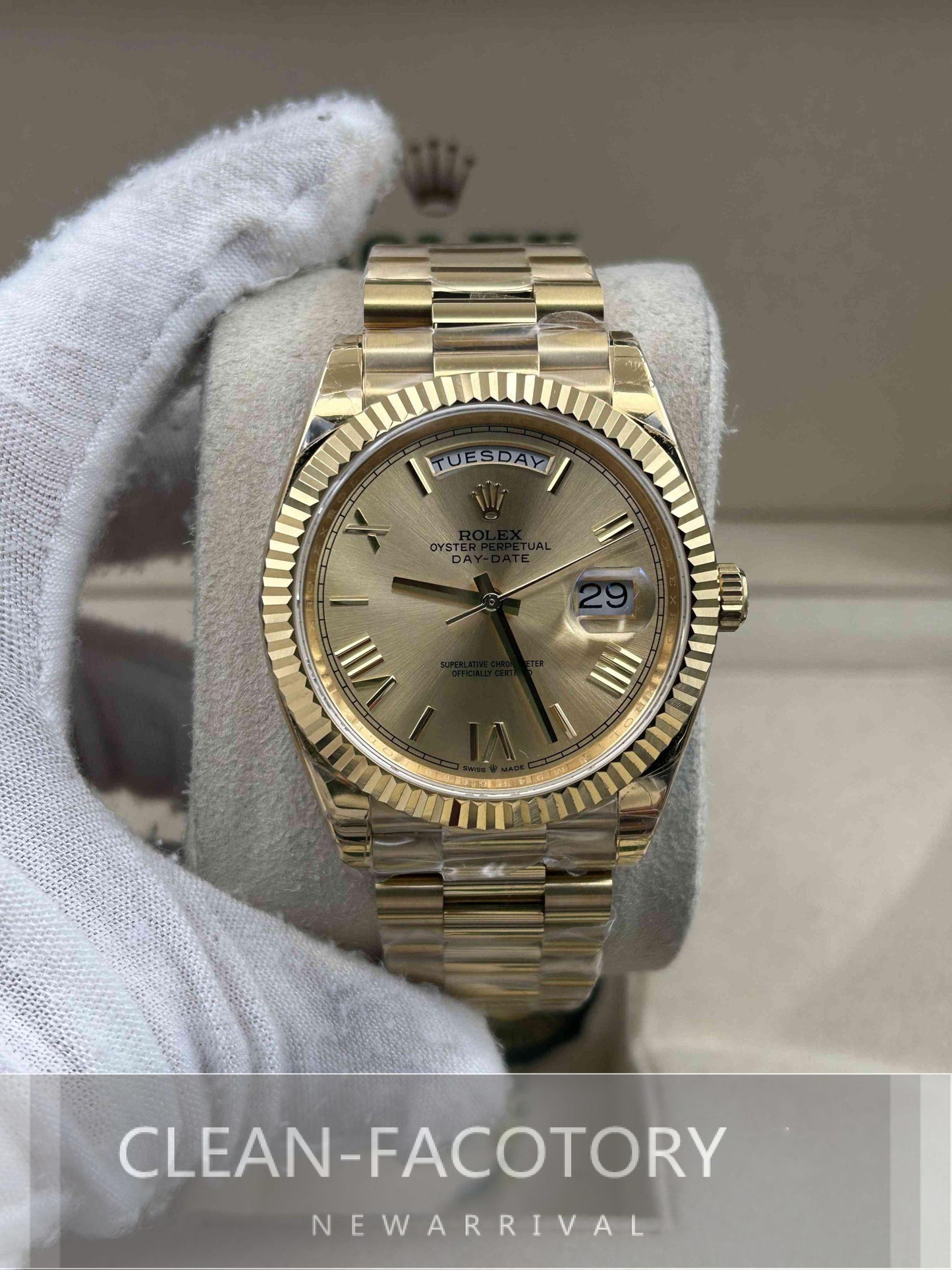 Day-Date 228238 40mm Yellow Gold 18K President Roman Markers Clean Factory