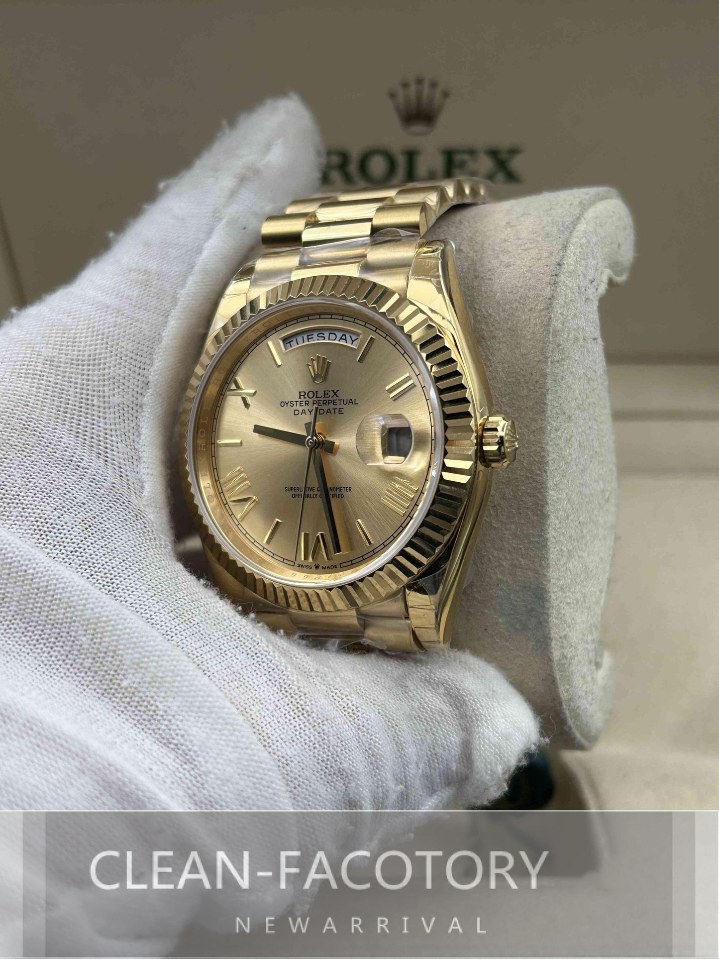 Day-Date 228238 40mm Yellow Gold 18K President Roman Markers Clean Factory