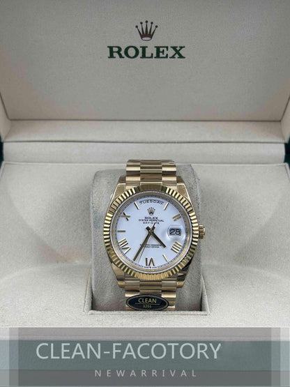 Day-Date 228238 40mm Yellow Gold 18K White Dial Roman Markers President Clean Factory