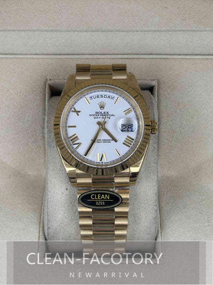 Day-Date 228238 40mm Yellow Gold 18K White Dial Roman Markers President Clean Factory