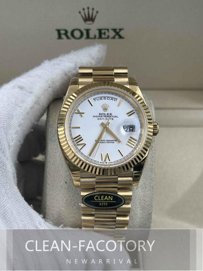 Day-Date 228238 40mm Yellow Gold 18K White Dial Roman Markers President Clean Factory