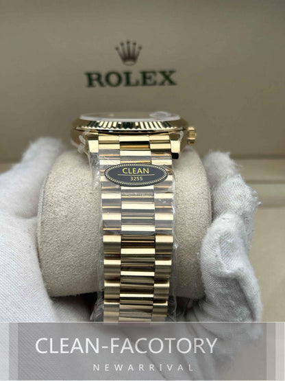 Day-Date 228238 40mm Yellow Gold Black Dial Baguette Diamonds President Clean Factory