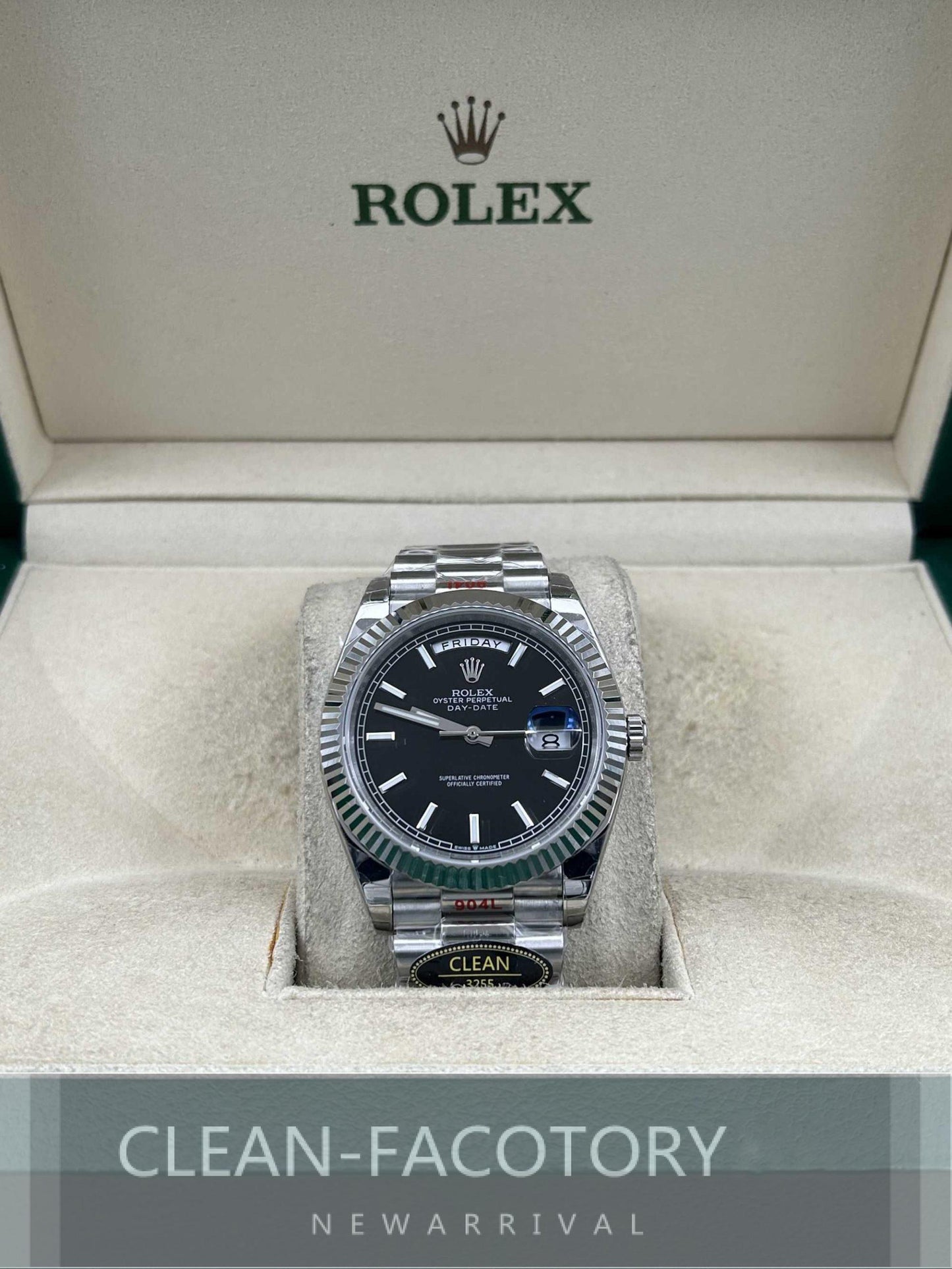 Day-Date 228239 40mm Platinum Black Dial President Clean Factory