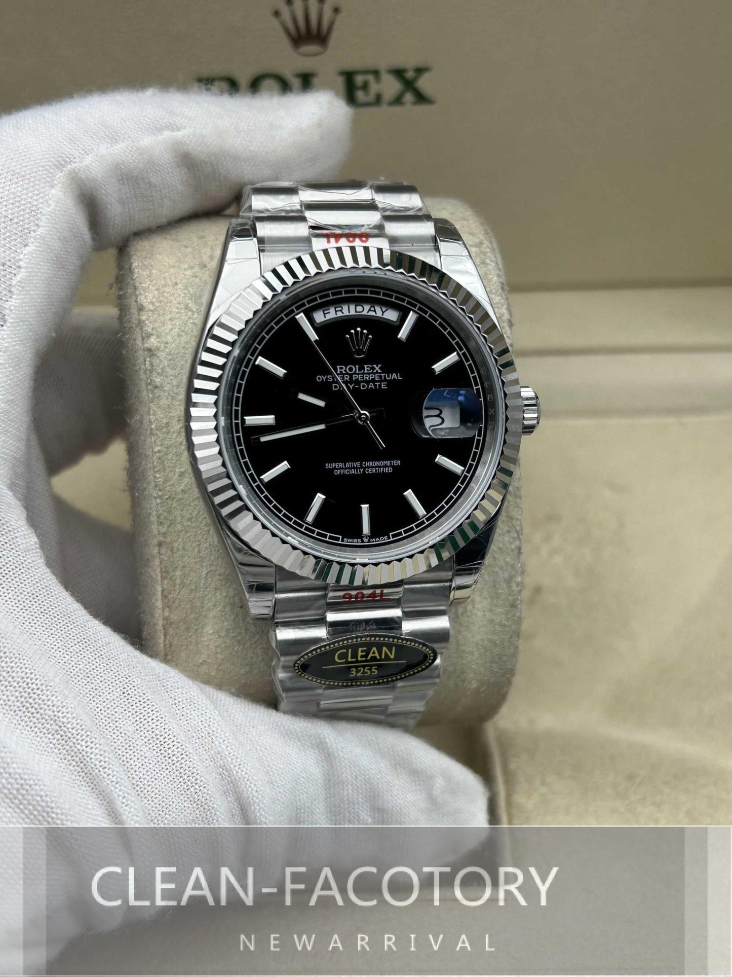 Day-Date 228239 40mm Platinum Black Dial President Clean Factory