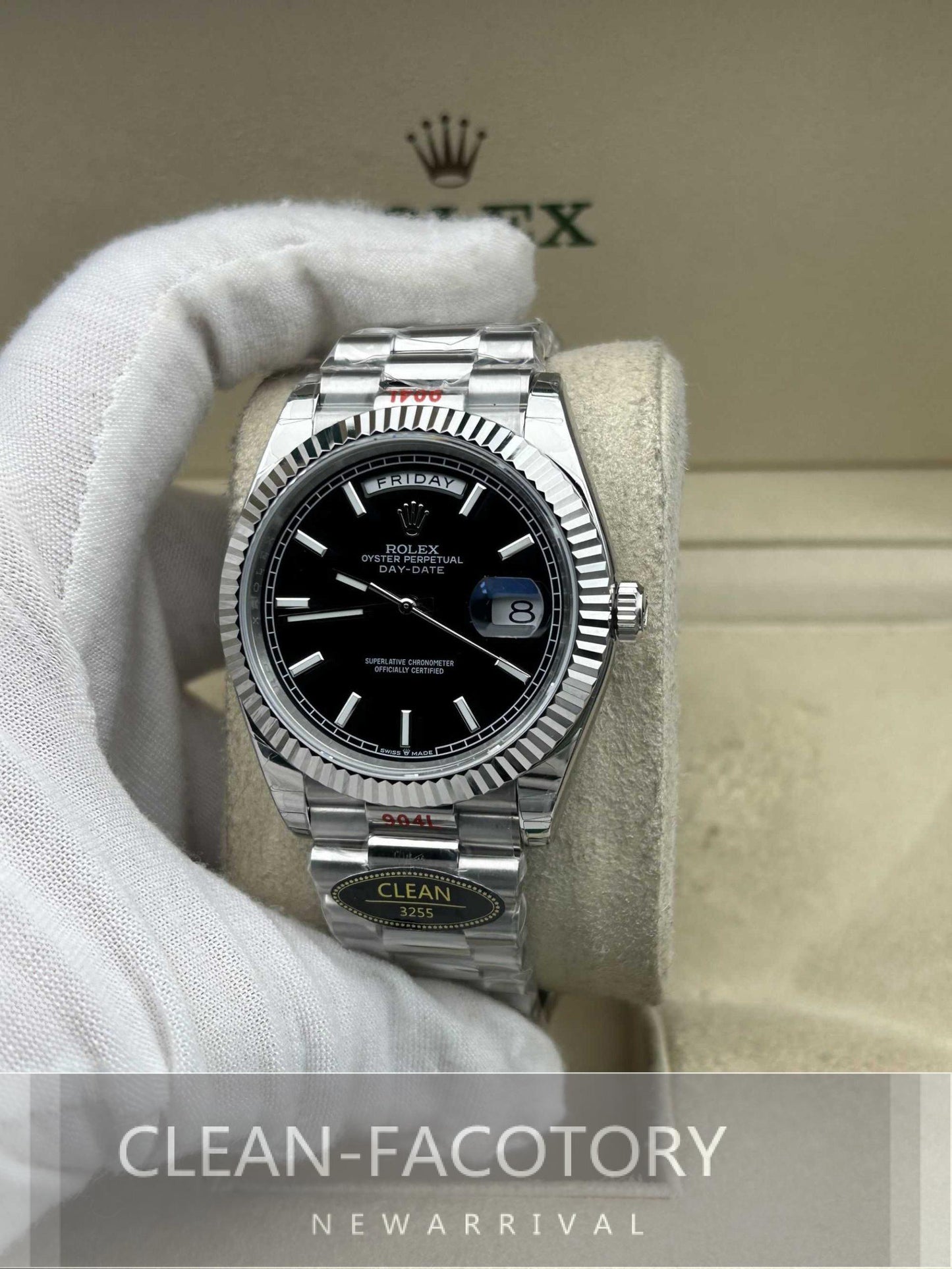 Day-Date 228239 40mm Platinum Black Dial President Clean Factory