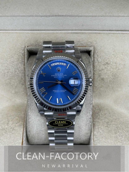 Day-Date 228239 40mm White Gold Blue Dial Roman Markers President Clean Factory