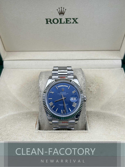 Day-Date 228239 40mm White Gold Blue Dial Roman Markers President Clean Factory