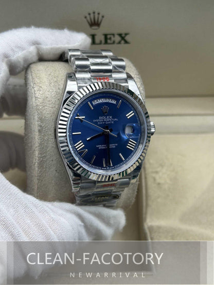 Day-Date 228239 40mm White Gold Blue Dial Roman Markers President Clean Factory