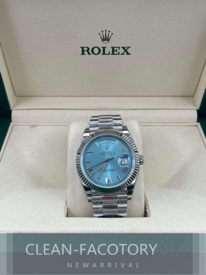 Day-Date 228239 40mm White Gold Ice Blue Dial Roman Markers President Clean Factory
