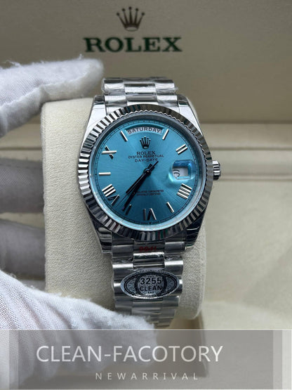 Day-Date 228239 40mm White Gold Ice Blue Dial Roman Markers President Clean Factory