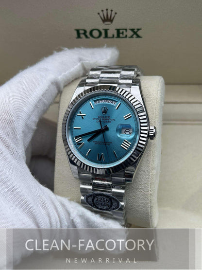 Day-Date 228239 40mm White Gold Ice Blue Dial Roman Markers President Clean Factory