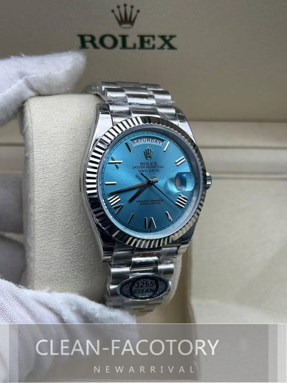 Day-Date 228239 40mm White Gold Ice Blue Dial Roman Markers President Clean Factory