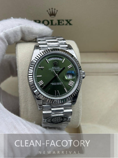 Day-Date 228239 40mm White Gold Olive Green Dial Roman Markers President Clean Factory
