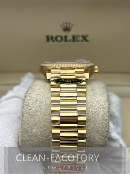 Day-Date 228348RBR 40mm Yellow Gold Black Onyx Dial Baguette Diamonds President Clean Factory