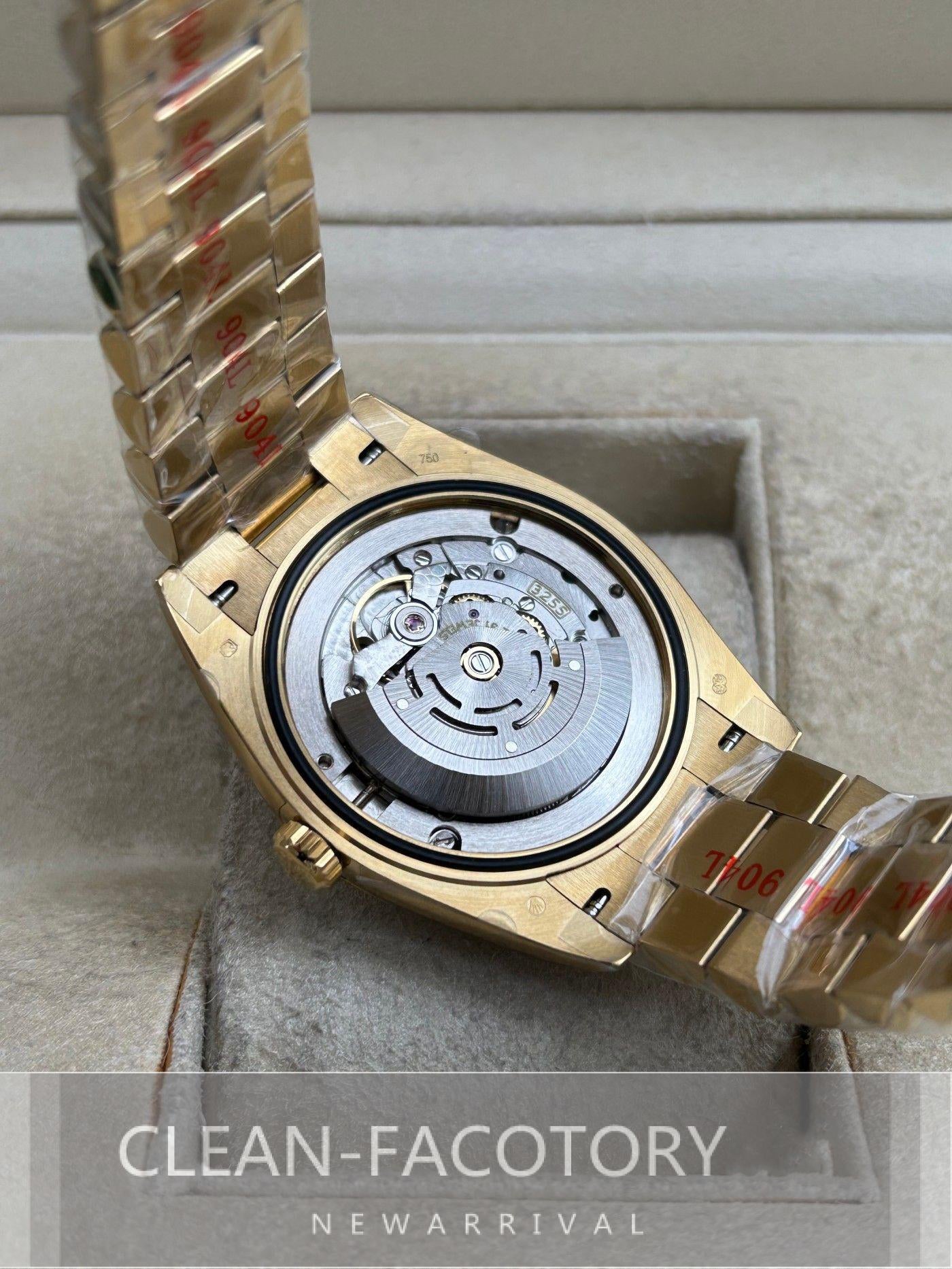 Day-Date 228348RBR 40mm Yellow Gold Black Onyx Dial Baguette Diamonds President Clean Factory