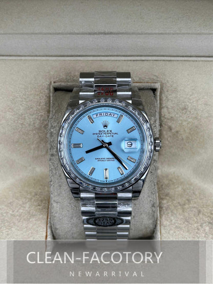 Day-Date 228396TBR 40mm Platinum Ice Blue Dial Baguette Diamonds President Clean Factory