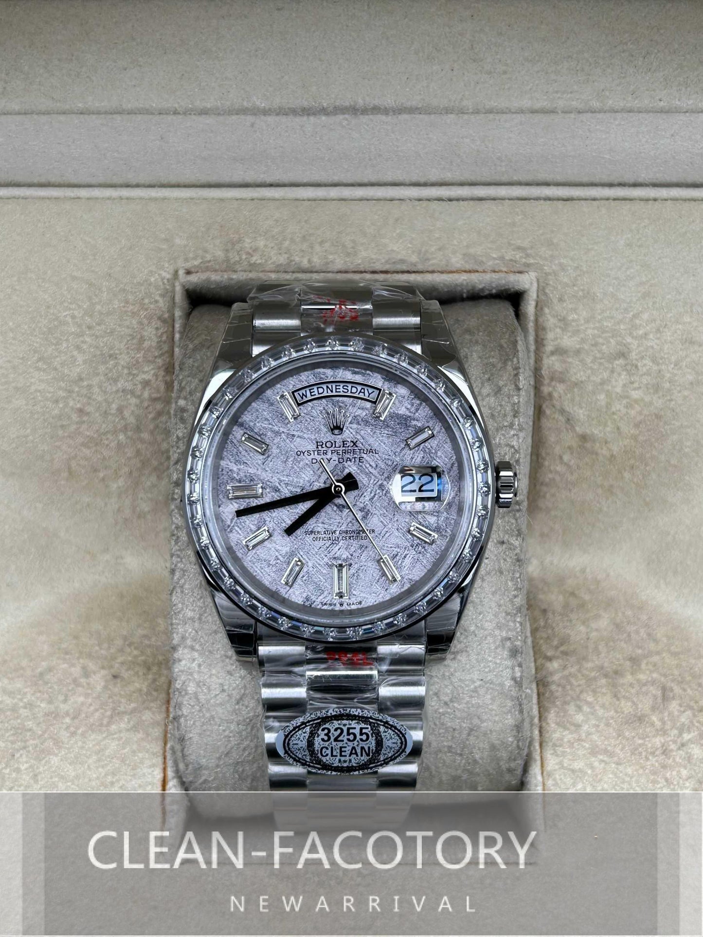Day-Date 228396TBR 40mm Platinum Meteorite Dial Baguette Diamonds President Clean Factory