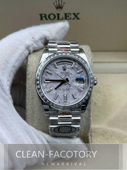 Day-Date 228396TBR 40mm Platinum Meteorite Dial Baguette Diamonds President Clean Factory