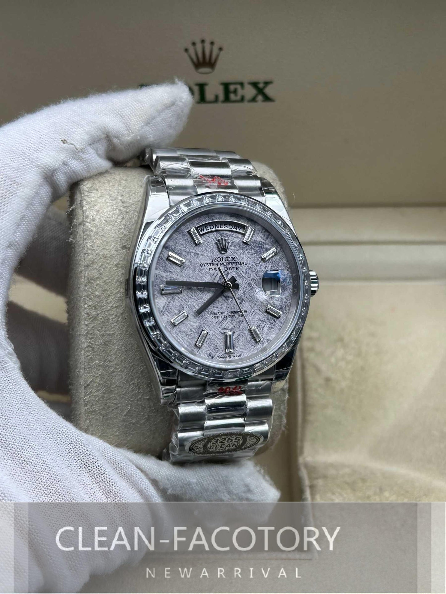 Day-Date 228396TBR 40mm Platinum Meteorite Dial Baguette Diamonds President Clean Factory