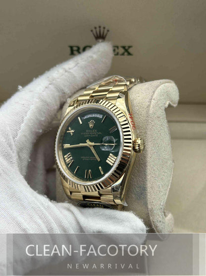 Day-Date 228238 40mm Yellow Gold 18K Green Dial Roman Markers President Clean Factory