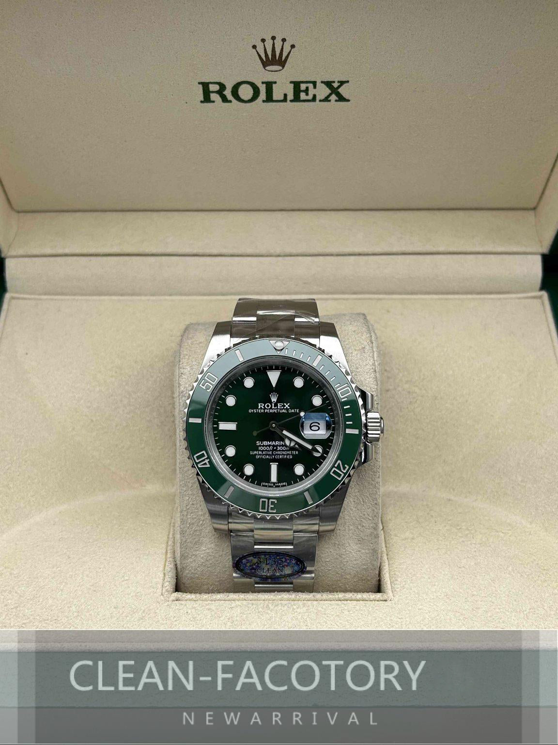 Submariner “Hulk” 116610LV SS Green Ceramic Bezel 40mm Clean Factory
